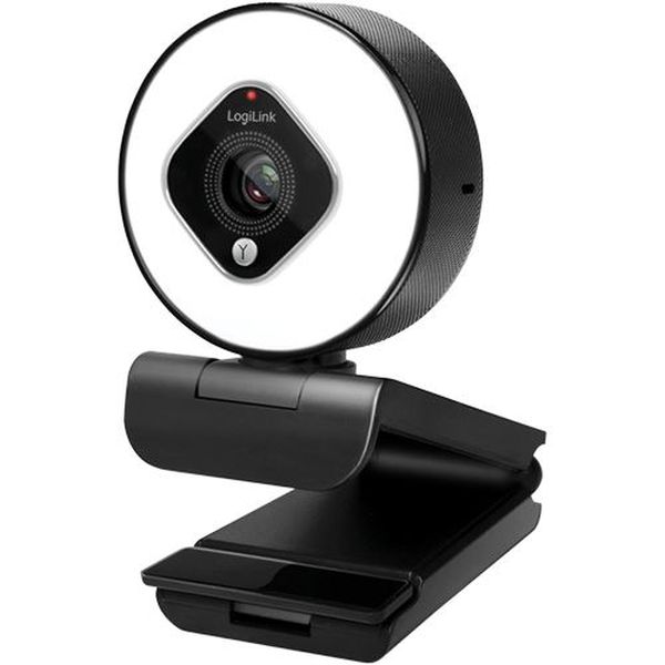 LogiLink Webcam FHD 76° Dual-Mikro Ringlicht Stativ
