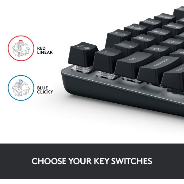 Logitech K835 TKL grau-schwarz, DE-Layout GX Blue