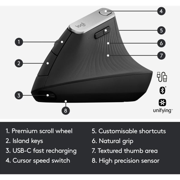 Logitech MX Vertical schwarz-silber