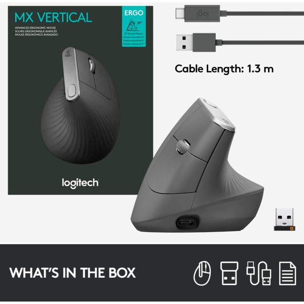 Logitech MX Vertical schwarz-silber